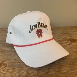 Vintage Jim Beam Hat White Tucker Rope Alcohol Promo Whiskey Liquor Beer Western